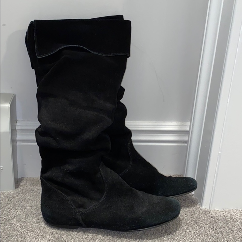 Steve Madden tall black suede slouch boots